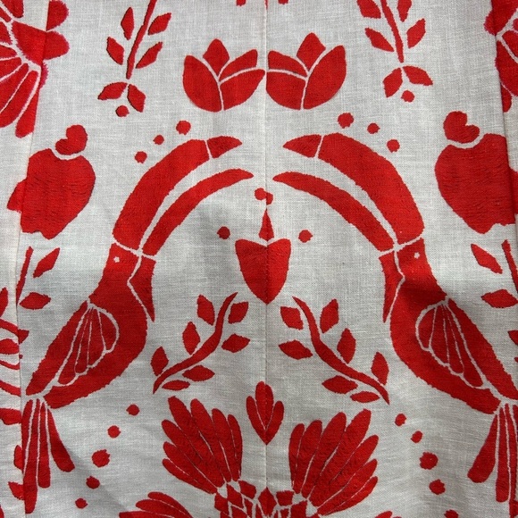 Farm Rio Jungle Flow Belted Mini Dress Red/ Cream Linen, Small - Picture 13 of 16